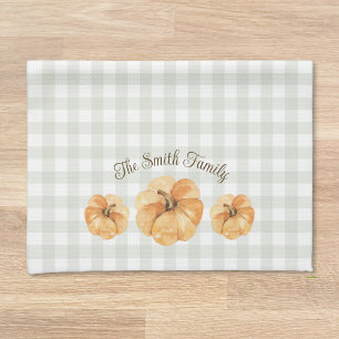 Linge De Cuisine Orange Citrouille Thanksgiving Nom de famille