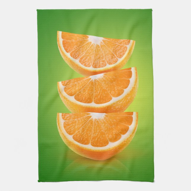 Linge De Cuisine Orange en vert (Vertical)