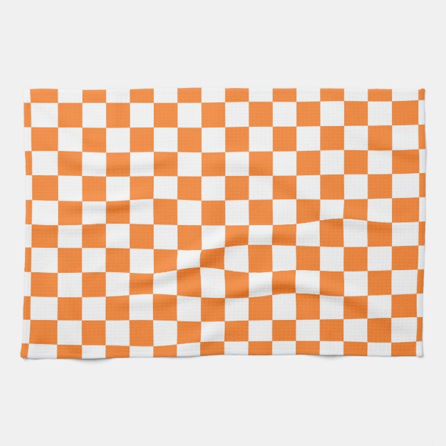 Linge De Cuisine Orange et blanc Checkered (Horizontal)