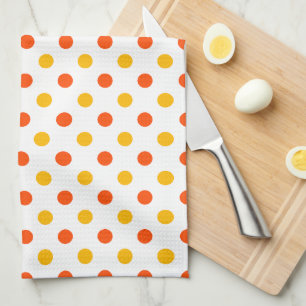 Linge De Cuisine Orange et points jaunes blancs