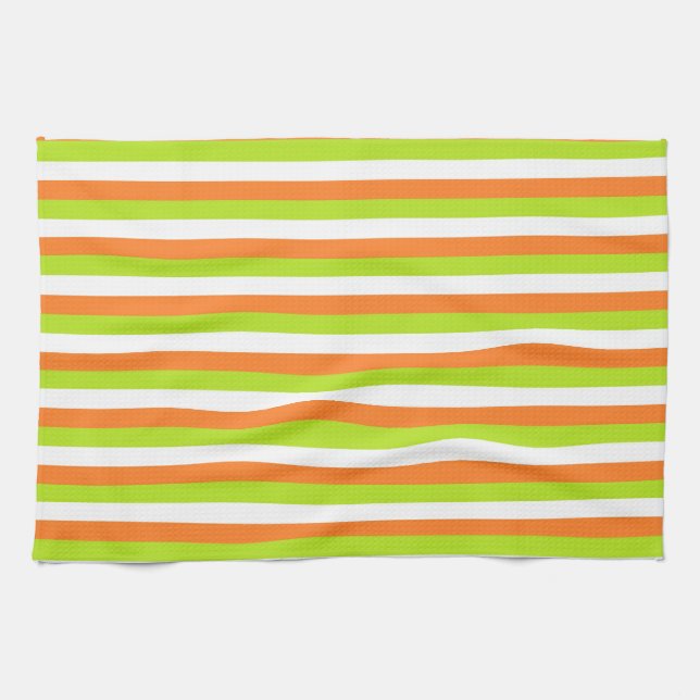 Linge De Cuisine Orange, Lime Green et Blancs (Horizontal)