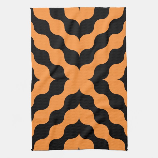Linge De Cuisine Orange, Noir Rétro Sans Seamless (Vertical)