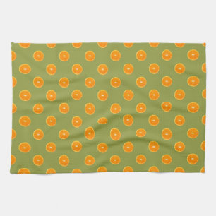 Linge De Cuisine Orange Slice sur Lime Green Arrière - plan