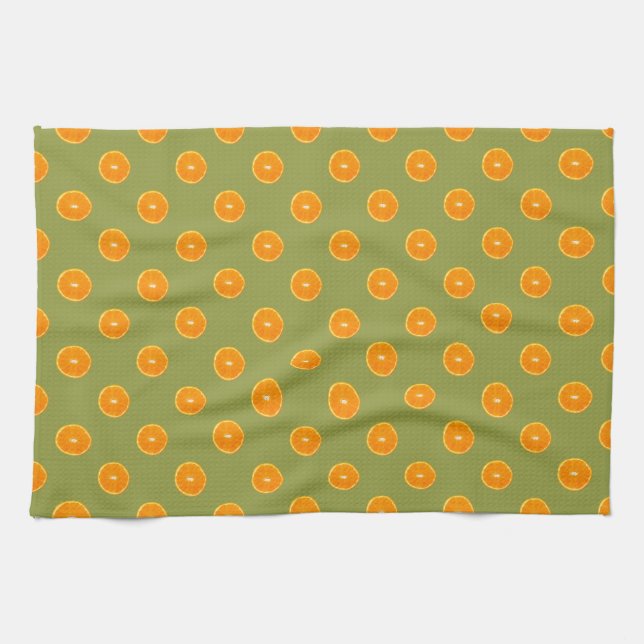 Linge De Cuisine Orange Slice sur Lime Green Arrière - plan (Horizontal)
