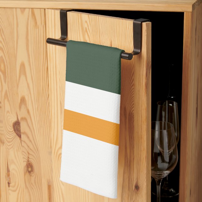 Linge De Cuisine Orange vert (Pliage en tiers)