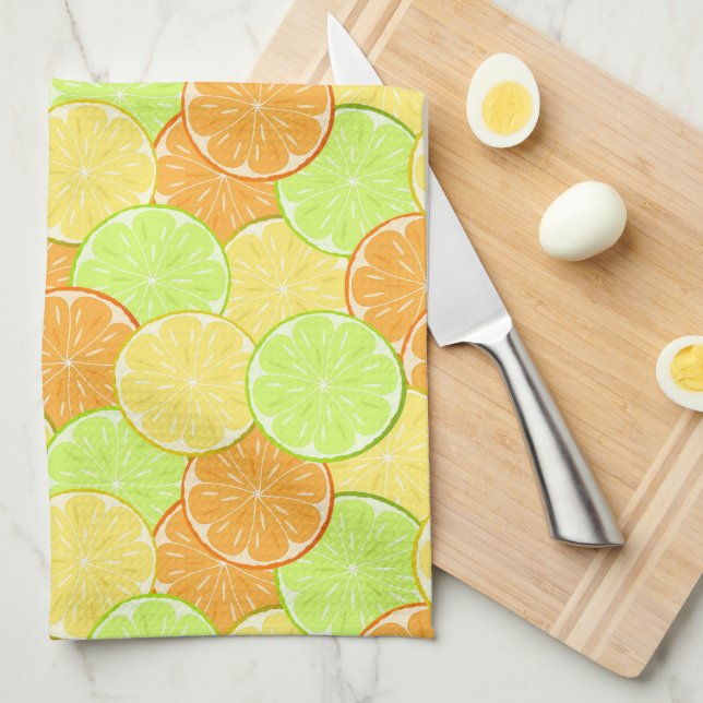 Linge De Cuisine oranges citrons citron vert agrumes nature fraîche (Quart Plié)