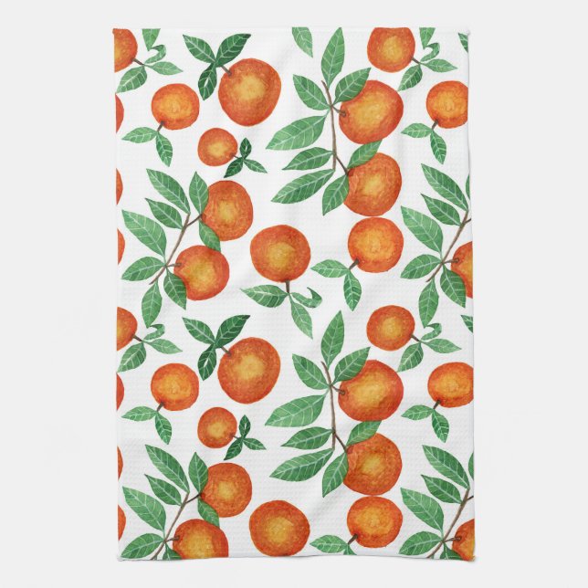 Linge De Cuisine Oranges d'été Motif d'aquarelle d'agrumes (Vertical)