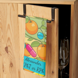 Linge De Cuisine Oranges personnalisées Blue Rose Pill Pharmacy