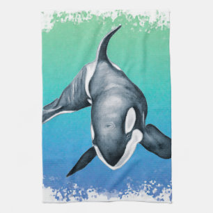 Linge De Cuisine Orca Whale cristal Turquoise