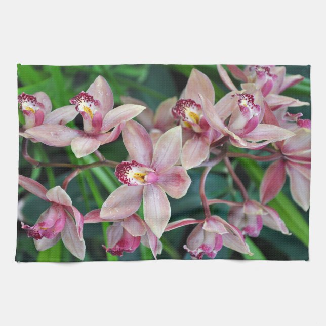 Linge De Cuisine Orchidées de papillons roses (Horizontal)