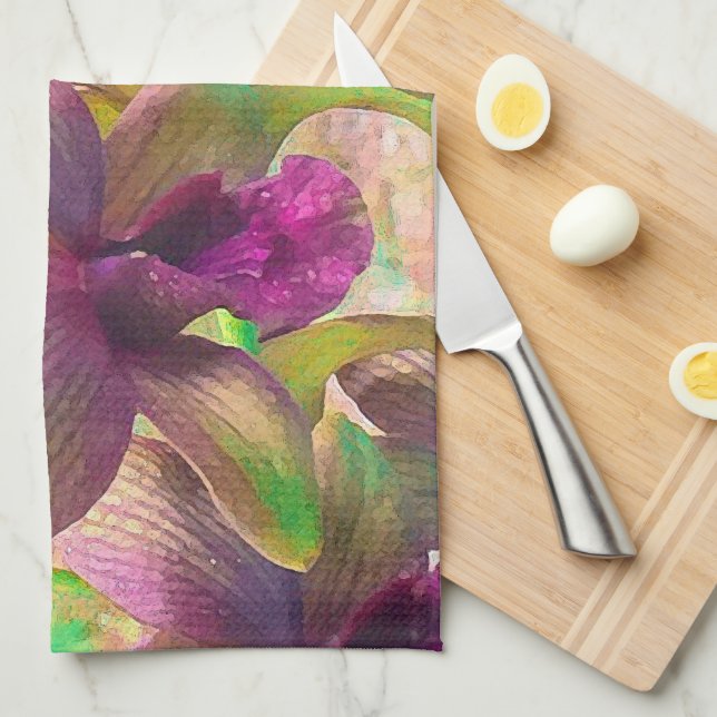 Linge De Cuisine Orchidées en fleurs (Quart Plié)