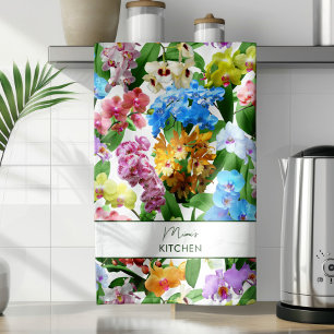 Linge De Cuisine Orchidées florales tropicales d'été personnalisées