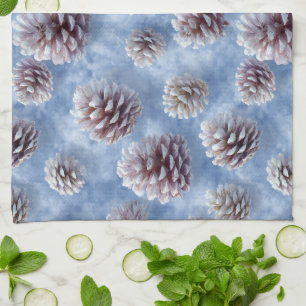 Linge De Cuisine Oreiller à lancer Motif de Pinecones bleus congelé