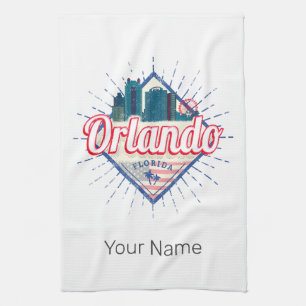 Linge De Cuisine Orlando Florida États-Unis Skyline Vintage USA