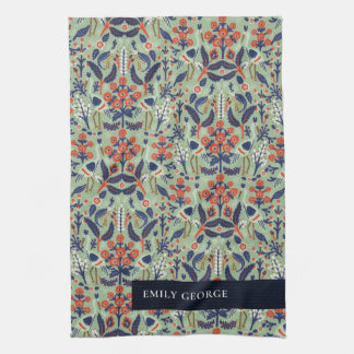 Linge De Cuisine Ornat Turquoise Classy Floral Peacock Motif