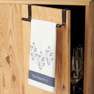 Linge De Cuisine Ornement de vacances Elégant Marine et Gold Waterc