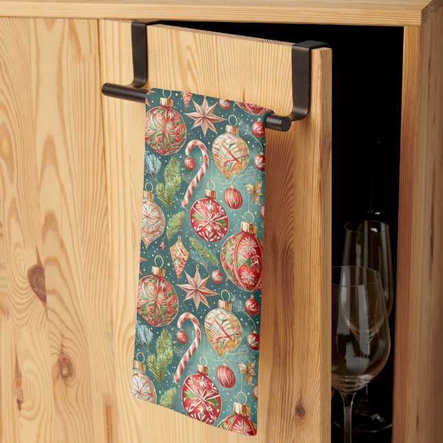 Linge De Cuisine Ornements de Fêtes  (Pliage en tiers)