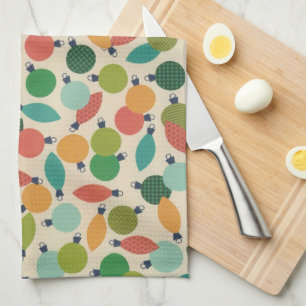 Linge De Cuisine Ornements et lumières de Noël rétro vintages