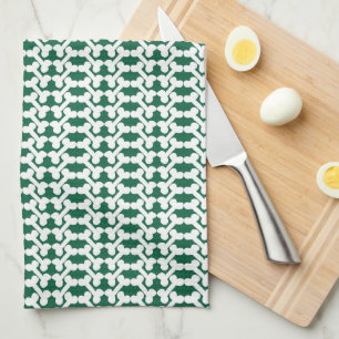 Linge De Cuisine Os de chien blanc motif à chevrons vert chasseur