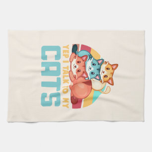 Linge De Cuisine Oui, je parle à My Cats-Adorable Trio Cat Design 2