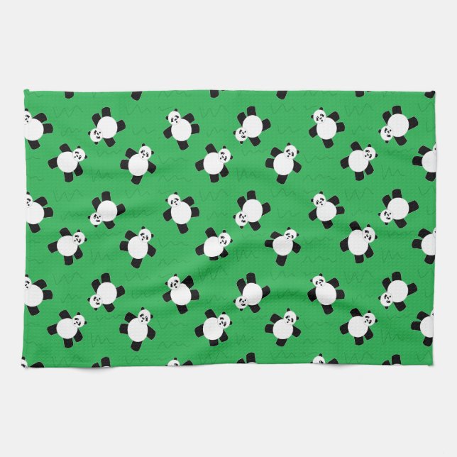Linge De Cuisine Ours de panda allongé sur l'herbe (Horizontal)