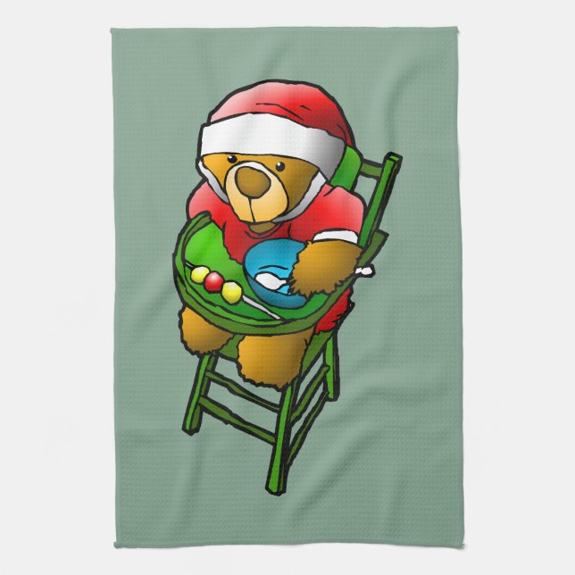 Linge De Cuisine Ours en peluche de Noël (Vertical)