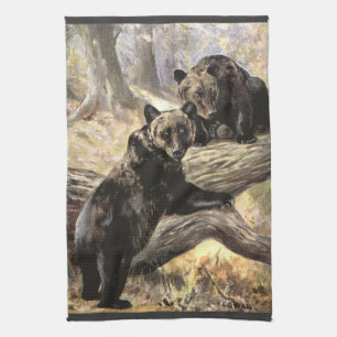 Linge De Cuisine Ours grizzlis par CE Swan, Animaux forestiers Vint