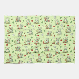Linge De Cuisine Ours Jardinier Mignon et Motif Sans Couture de Jar
