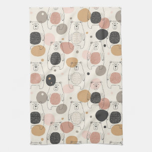 Linge De Cuisine Ours mignon - Douce forêt de bois pastel (3)