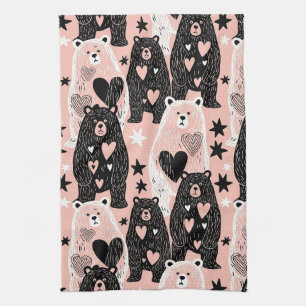 Linge De Cuisine Ours mignon - Douce forêt de bois pastel (4)