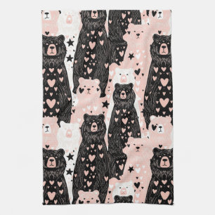 Linge De Cuisine Ours mignon - Douce forêt de bois pastel (5)