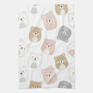 Linge De Cuisine Ours mignon et cœurs -- Nurserie pastel (2)
