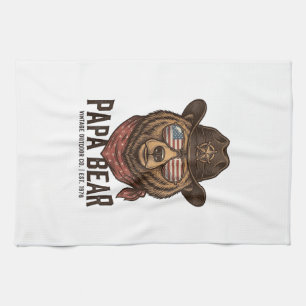 Linge De Cuisine Ours Papa Ours Cowboy Patriotique Vintage Vector D