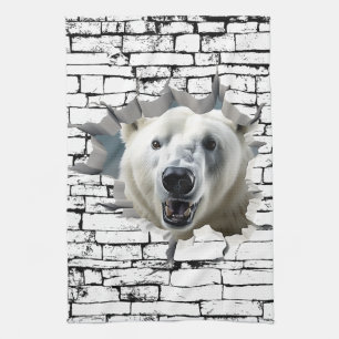 Linge De Cuisine Ours polaire 3D – Art de rupture de mur réaliste S