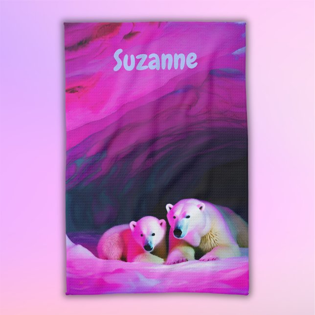 Linge De Cuisine Ours polaire de maman avec Monogramme de bébé | (Créateur téléchargé)