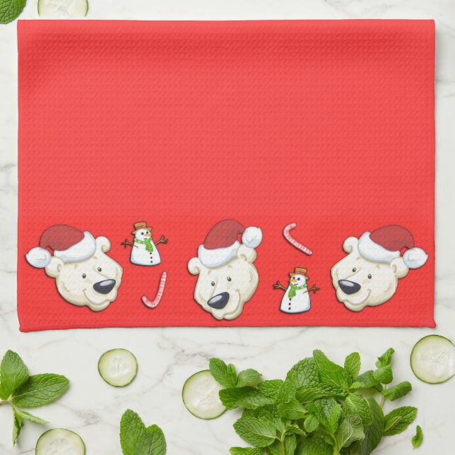 Linge De Cuisine Ours polaire de Noël (Plié)