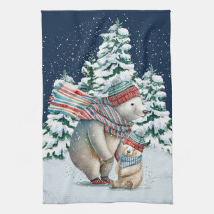 Linge De Cuisine Ours polaires à l'aquarelle