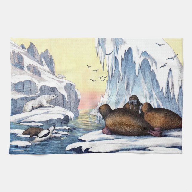 Linge De Cuisine Ours Polaires, Walrus Et Phoques (Horizontal)
