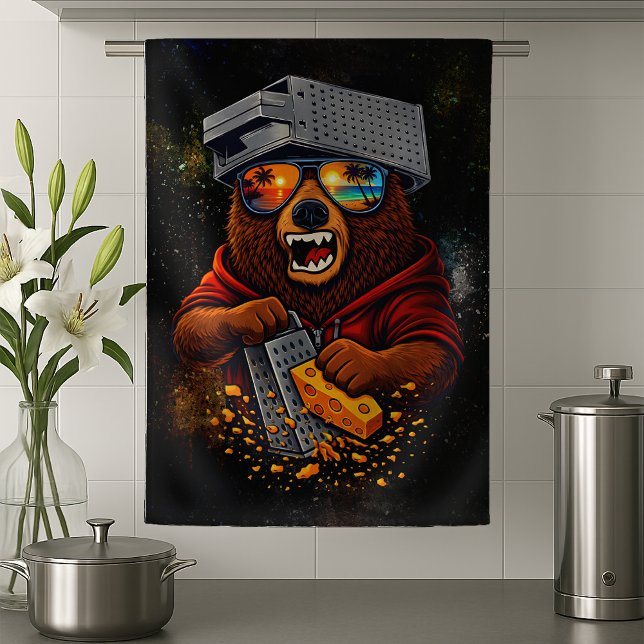Linge De Cuisine Ours Rétro Avec Chapeau Râpe À Fromage Et Lunettes (Créateur téléchargé)
