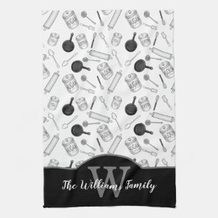 Linge De Cuisine Outils de cuisine Monogramme Motif - Noir Blanc