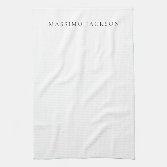 Linge De Cuisine Own Name Calligraphy Chic Plain Simple Black White (Vertical)