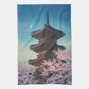 Linge De Cuisine Pagode de printemps japonaise vintage sur une soir