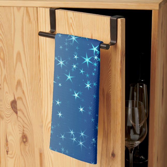 Linge De Cuisine Paillettes de Noël Étoiles Ciel Bleu (Pliage en tiers)