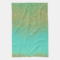 Paillettes dorées et Aqua sarcelle Moderne Féminin