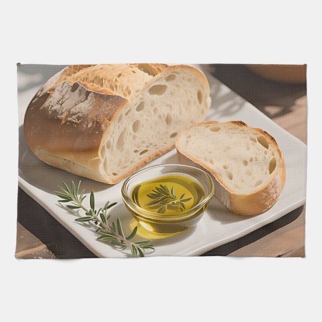 Linge De Cuisine Pain de campagne au levain Huile d'olive (Horizontal)