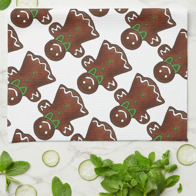 Linge De Cuisine Pain d'épices Lady Christmas Cookie Vacances Servi (Plié)