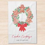 Linge De Cuisine Pain d'épices Noël Holiday Cookie Exchange<br><div class="desc">Prévoyez-vous un échange de cookies ? Cette mignonne serviette de cuisine est décorée d'une couronne de biscuits festifs d'aquarelle et d'une typographie de script moderne. Facile à personnaliser. Il y a des invitations et des fournitures de fête correspondantes dans cette collection. Aquarelle originale © Michele Davies.</div>