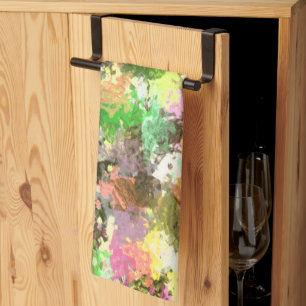 Linge De Cuisine Paint Splatter Automne Couleur Feuilles Abstraits