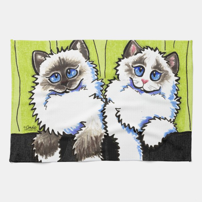 Linge De Cuisine Paire de chats Ragdoll de poupées Off-Leash Art™ (Horizontal)