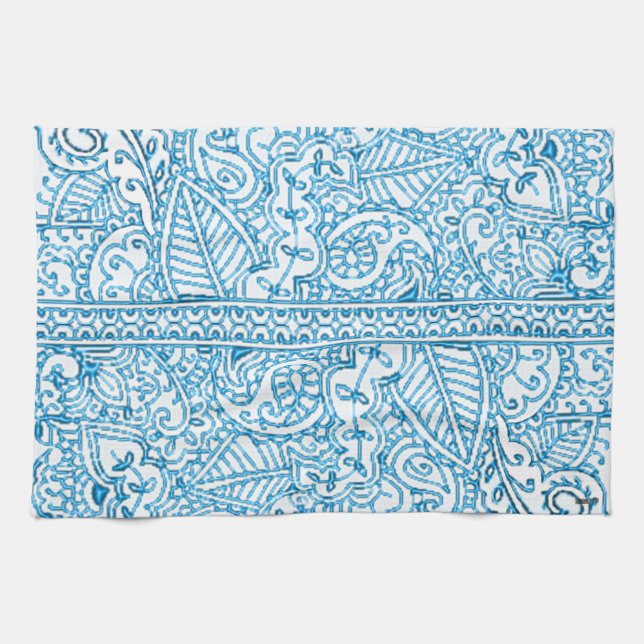 Linge De Cuisine Paisley Passion - Bleu (henné) (Horizontal)